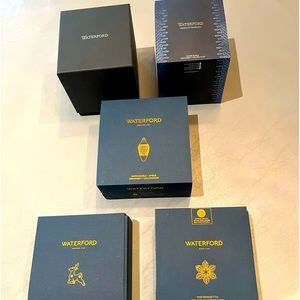 5 Waterford Christmas ornaments. New in boxes.
